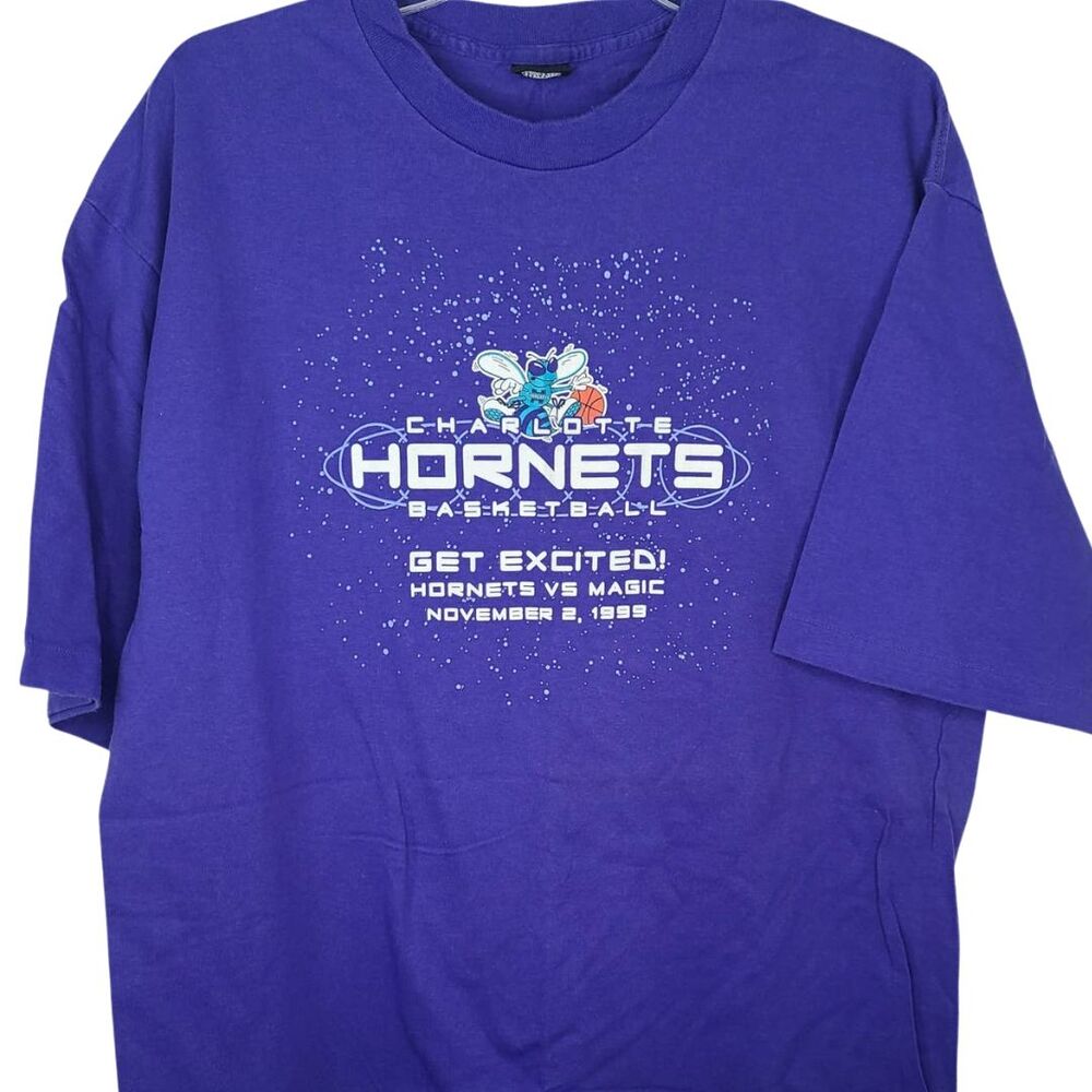 Charlotte Hornets VTG T-Shirt Single Stitch NOS 1999 XL Orlando Magic Purple NBA